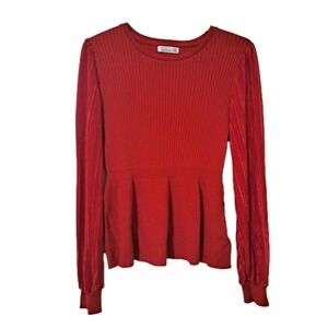 89th Madison Womens Sweater Red Large Ribbed